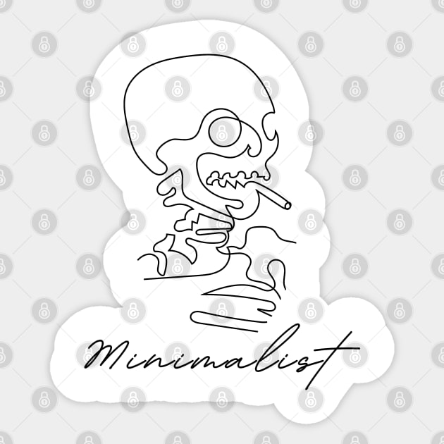 Funny Minimalist Skull - Minimalist Art Sticker by therednox